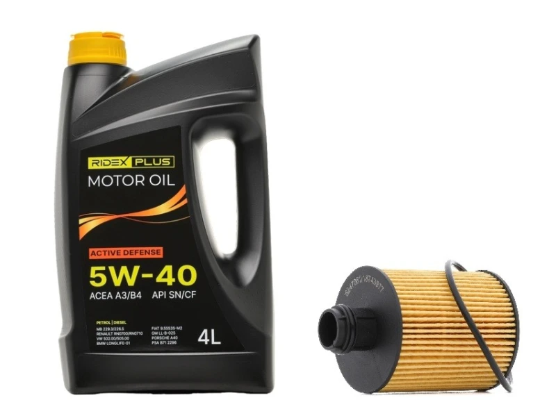 Image of RIDEX PLUS 100908O0066P Oil change kit (oil filter + engine oil) Oil change kit (oil filter + engine oil) (100908)
