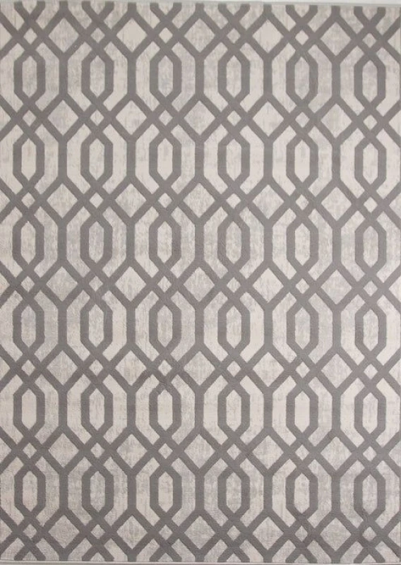 Image of Rugstyle Balletto Heatset Geometric Rug in Grey Size: 120cm x 170cm Grey Unisex 120cm x 170 cm