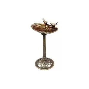 image of Bronze Effect Garden Twin Bird Bath with Bird Sculptures