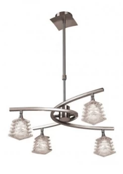 image of Telescopic Ceiling Pendant Semi Flush Convertible 4 Light G9, Satin Nickel