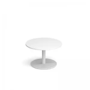 Image of Monza circular coffee table with flat round white base 800mm - white