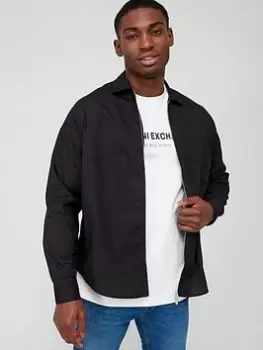 Image of Armani Exchange Zip Front Overshirt - Black Size M Men