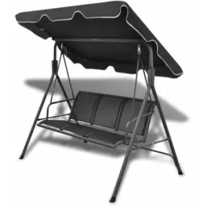 Image of Vidaxl - Garden Swing Bench with Canipy Black Black