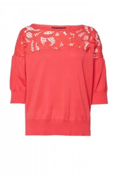 image of French Connection Salerno Knit Lace Jumper Pink