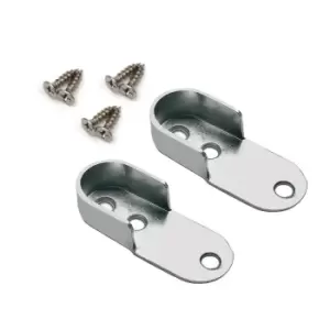 image of Moderix Oval Tube Holder for Wardrobe Rail Chrome Set of 2. Size - 45 x 18mm 1.2