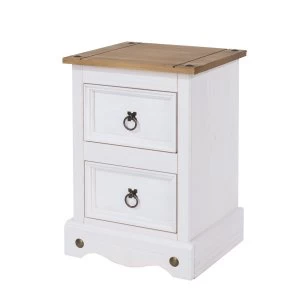 Image of Halea 2-Drawer Pine Bedside Table - White