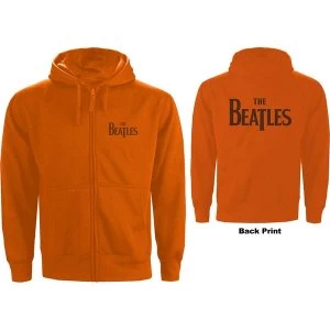 image of The Beatles - Drop T Logo Unisex Large Zipped Hoodie - Orange