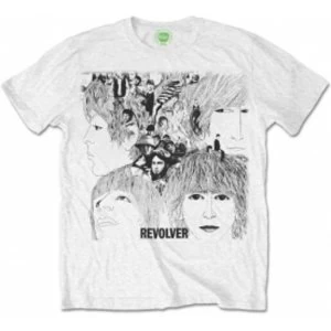Image of The Beatles Mens Revolver Album Cover White T-Shirt Large
