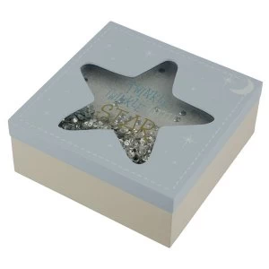 image of Twinkle Twinkle Star Wooden Baby Boy Keepsake Box