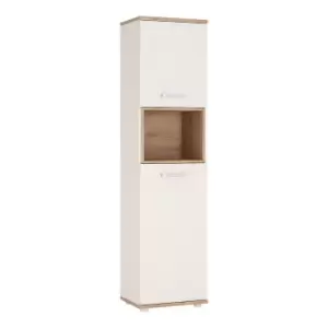 image of 4Kids Tall 2 Door Cabinet In Light Oak And White High Gloss (Lilac Handles)