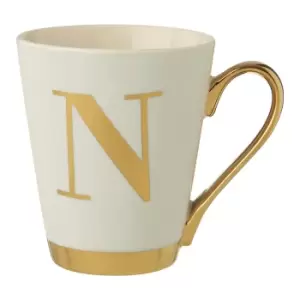 Image of Bone China White/Gold N Alphabet Mug
