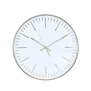 40cm Gold and White Metal Wall Clock