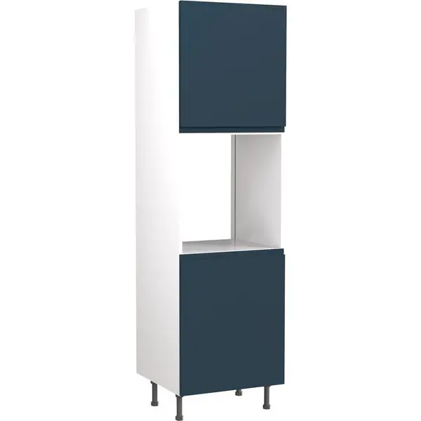 Image of Kitchen Kit Flatpack J-Pull Kitchen Cabinet Tall Single Oven Unit Ultra Matt 600mm in Indigo Blue MFC