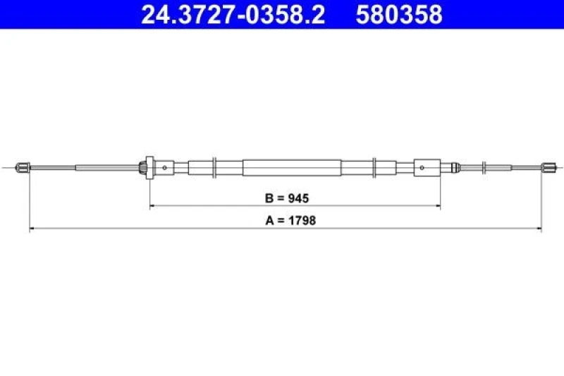 Image of ATE 24.3727-0358.2 Brake Cable 1798mm Cable,parking brake (124)