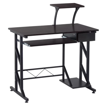 Image of HOMCOM Computer Desk Executive Wooden PC Tray Table Home Office Storage Workstation New AOSOM UK