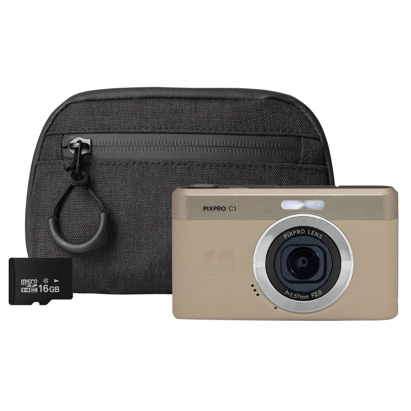 Image of Kodak PIXPRO C1 13MP 4x Digital Zoom Compact Camera - Tan - Camera + 1