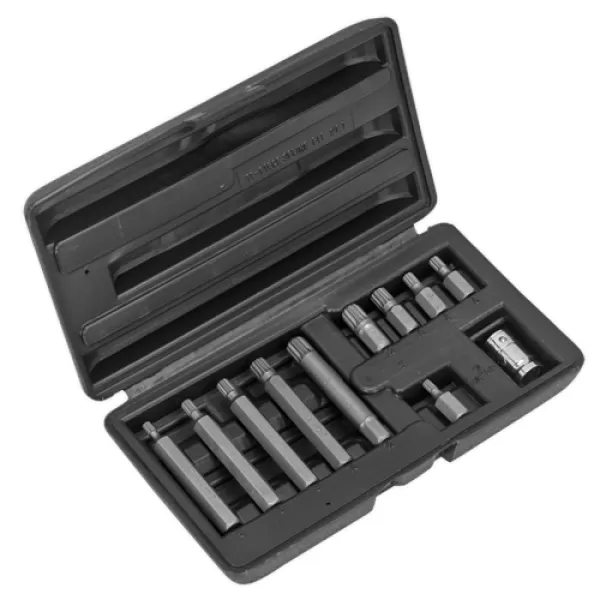 image of Genuine SEALEY S0534 Spline Bit & Holder Set 11pc - 3/8Sq Drive