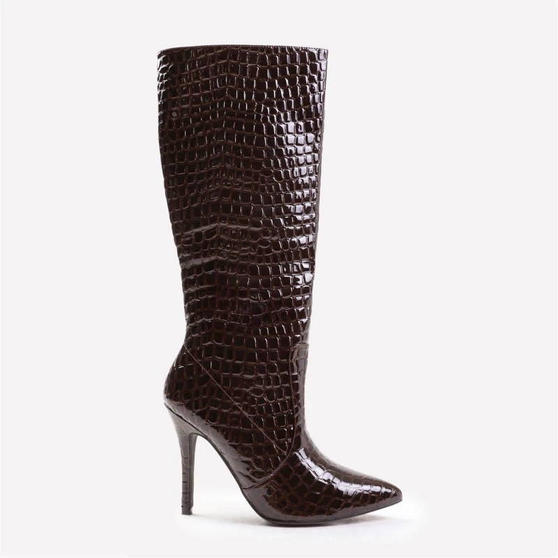 Image of Where's That From 'Zoya' High Heel Calf Boots Brown
