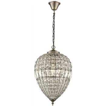 image of Spring Lighting - Chandelier 1 Light Antique Brass Finish, E27