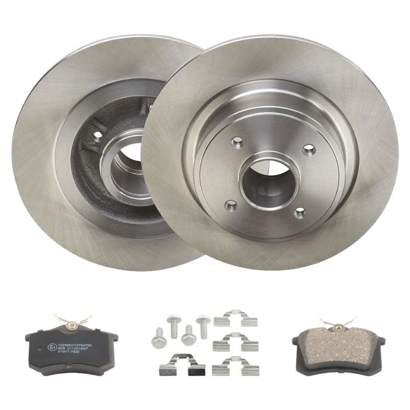 Image of RIDEX 3405B2251 Brake disc and pads set Rear Axle, Brake Disc Type: Solid, not prepared for wear warning indicator Brake Set,disc brakes (3405)