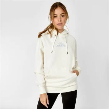 image of Jack Wills Relaxed Fit Embroidered Logo Hoodie - White