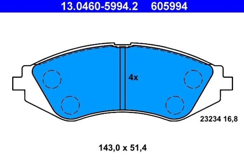 Image of ATE 13.0460-5994.2 Brake pad set excl. wear warning contact Brake Pad Set,disc brake (402)