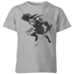 Image of Nintendo The Legend Of Zelda Link Kid's T-Shirt - Grey - 9-10 Years