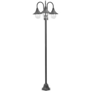 image of Garden Post Light E27 220cm Aluminium 3-Lantern Bronze Vidaxl Brown