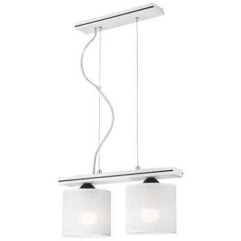 Image of Lamkur Lighting - Sofia Bar Pendant Ceiling Light With Fabric Shade, White, 2x E27
