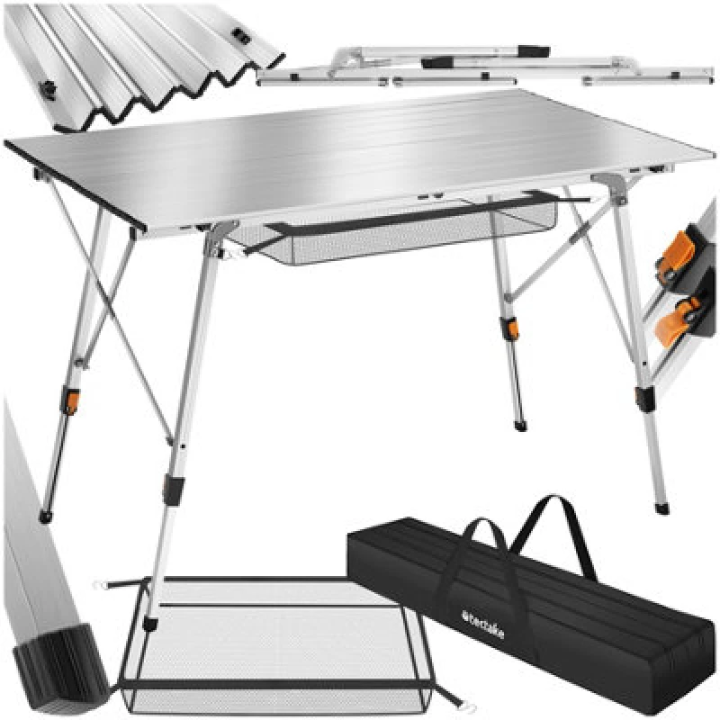 Image of Tectake 1 Camping Table Bastian - Height Adjustable & Folding - Silver