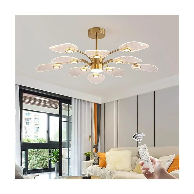 Image of Garwarm Ceiling Fans Chandelier with Lights Crystal Pendant Lamp 50cm Timing Function 6 Wind Speeds with Remote Control Black