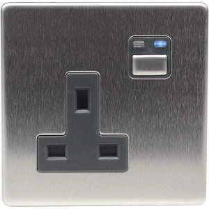 image of LightwaveRF 3000W 1 Gang 13A Socket - Stainless Steel - JSJSLW260SS