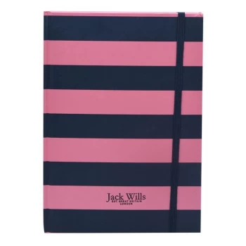 Image of Jack Wills Elm A5 Stripe Notebook - Pink/Navy