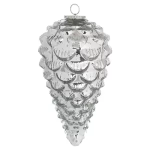 Image of The Noel Collection Silver Teardrop Acorn XL Bauble