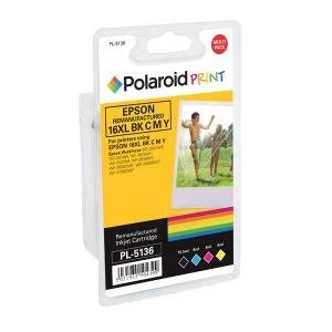 Image of Polaroid Epson 16XL Remanufactured Inkjet Cartridge KCMY Pack of 4