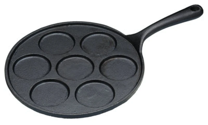 Image of Kitchencraft Cast Iron 7 Hole Blinis Pancakes Pan Black