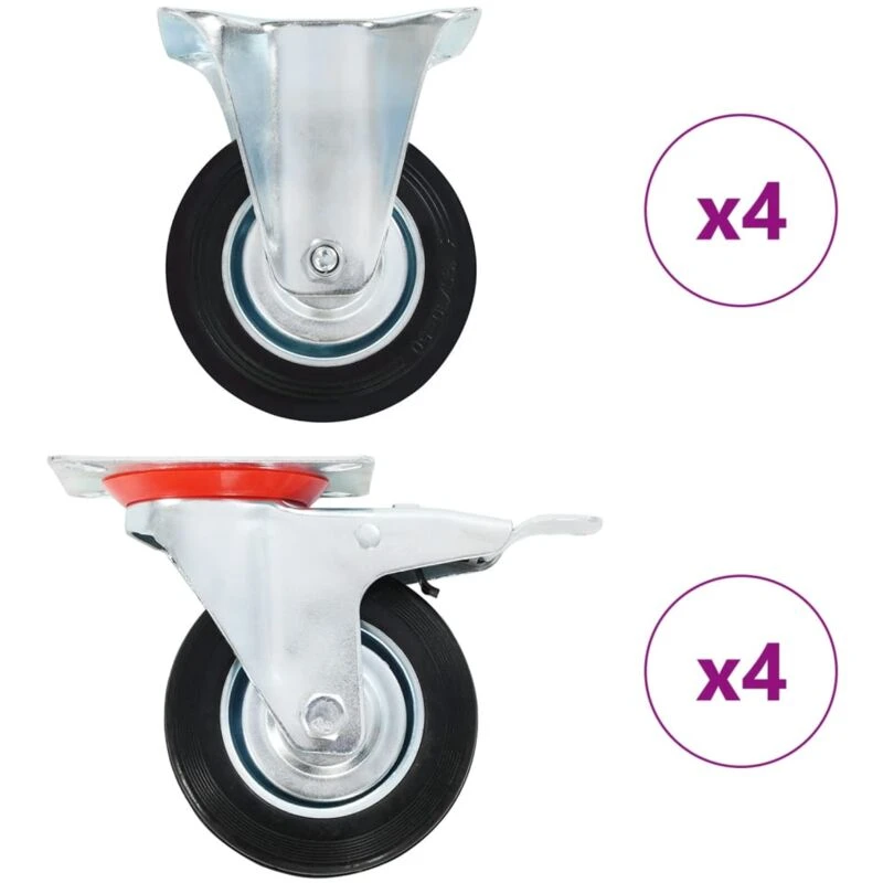 Image of VIDAXL 8 pcs Casters 100 mm Vidaxl 8719883718330