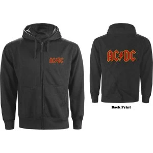 Image of AC/DC - Logo Mens XX-Large Zipped Hoodie - Charcoal Grey