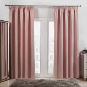 Dreamscene Pencil Pleat Blackout Curtains Pair Of Ready Made Thermal Tape Top Blush Pink 66" Wide X 90" Drop