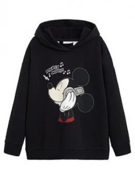 image of Mango Girls Mickey Mouse Hoody - Black