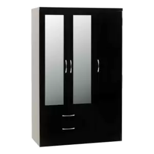 image of Seconique Nevada 3 Door 2 Drawer Wardrobe - Black Gloss