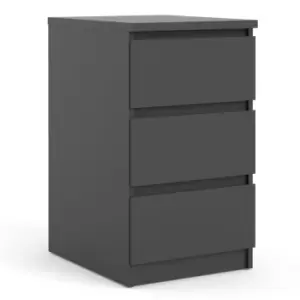 image of Naia Bedside 3 Drawers In Black Matt