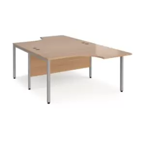 image of Office Desk 2 Person Corner Desk 1400mm Beech Tops With Silver Frames Maestro 25