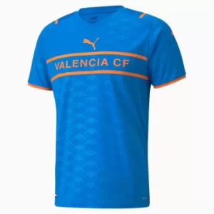 Image of PUMA Valencia Cf Third Replica Mens Jersey 21/22 Shirt, Electric Blue/Vibrant Orange, size 2X Large, Clothing