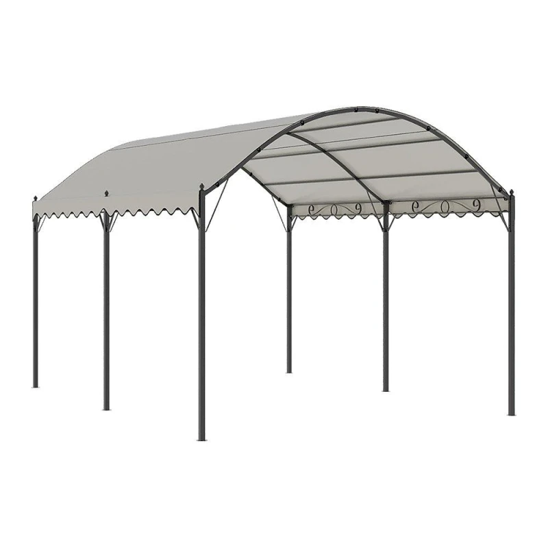 Image of Breeins 13x10ft Outdoor Metal Arched Pergola with Canopy Black And White unisex One size
