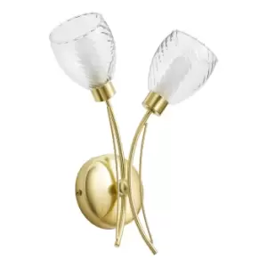 Image of Spa Veria 2 Light Wall Light Clear Glass and Satin Brass