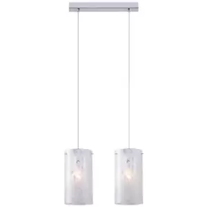 image of Italux Rico - Modern Hanging Pendant Chrome 2 Light with Fabric Shade, E27