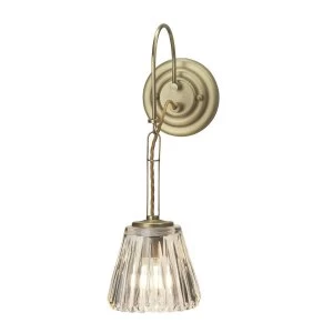 Image of 1 Light Wall Light Brushed Brass Glass Shade IP44, G9