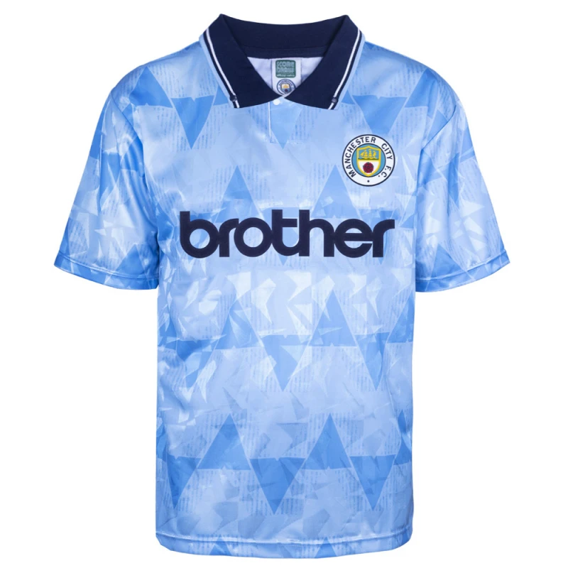 Image of Score Draw Manchester City 1989 Retro Football Shirt MANC89HPYSS-XS XS Mens Sportswear