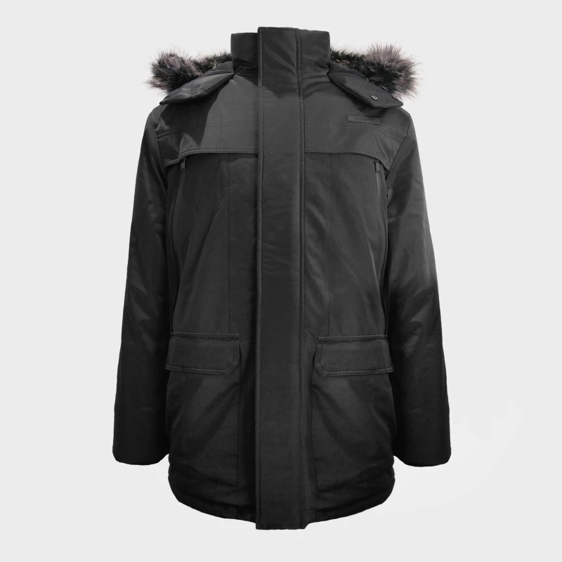 Image of Jack Wills Mens Water Resistant Wind Resistant Faux Fur Hooded Parka Black male XS